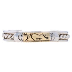 Native American TC Case & Co Navajo Cuff Bracelet 6 1/2" - Sterling 925 Gold 14k