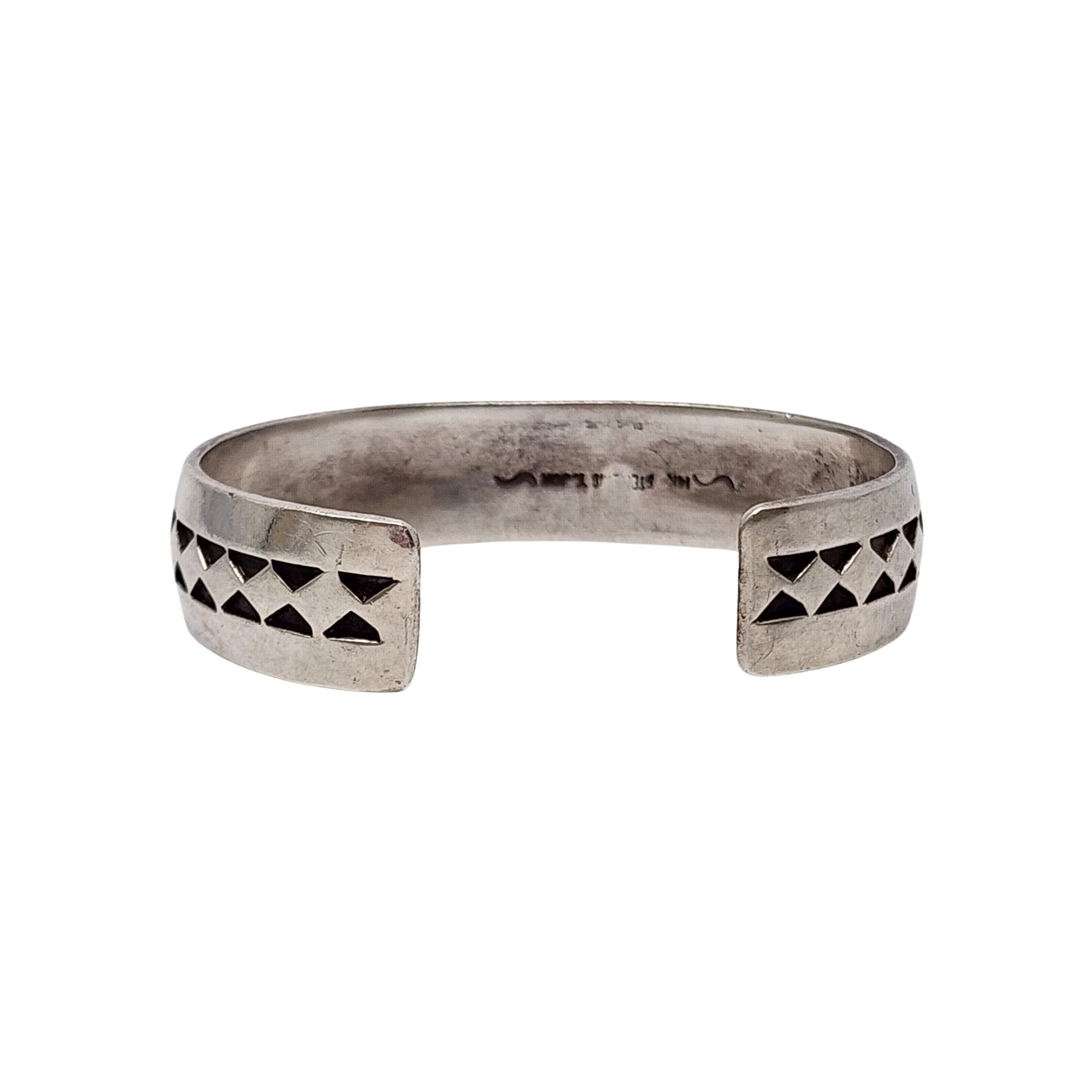 Cabochon Native American Tillie Jon Sterling Silver 14K Turquoise Cuff Bracelet #17669