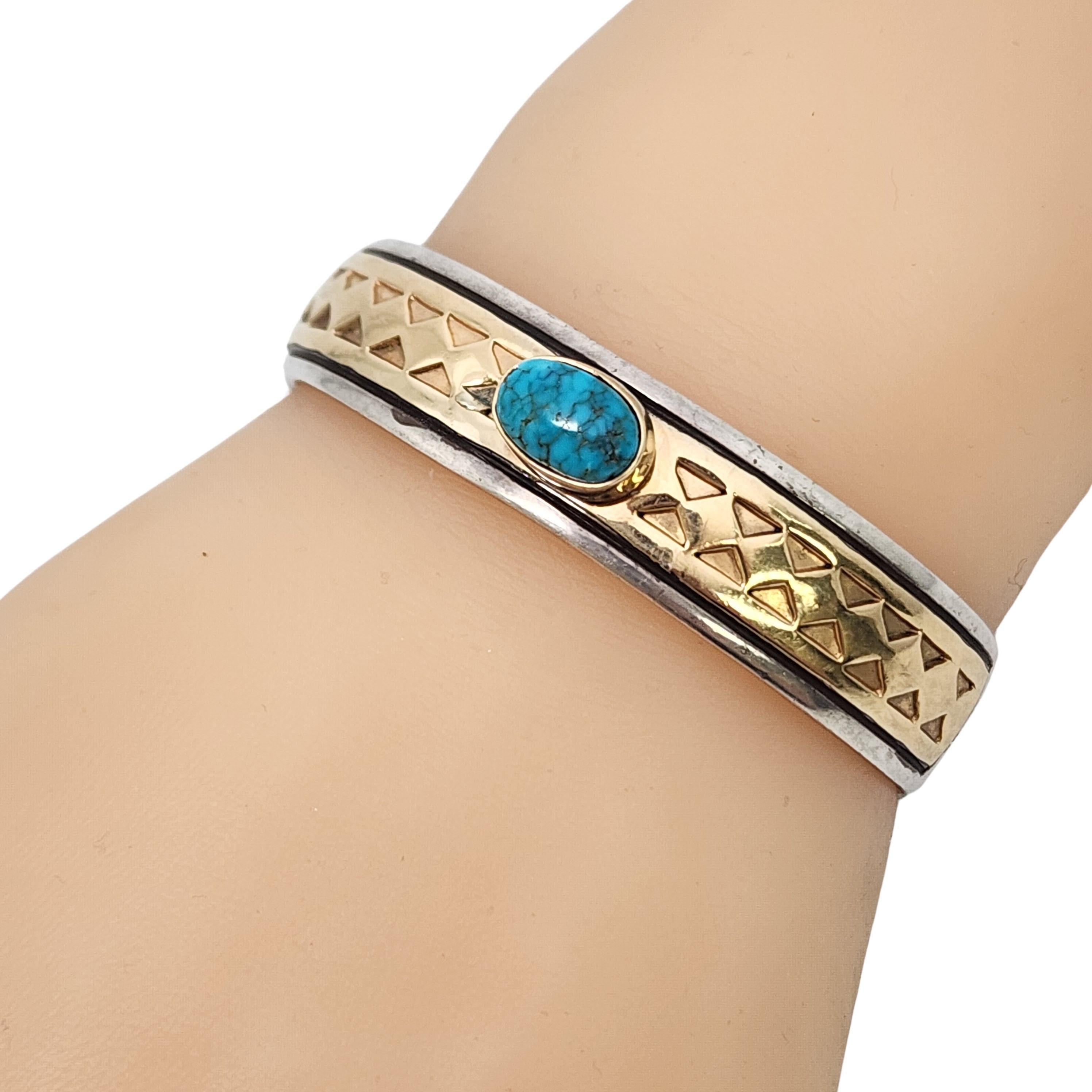 Native American Tillie Jon Sterling Silver 14K Turquoise Cuff Bracelet #17669 4