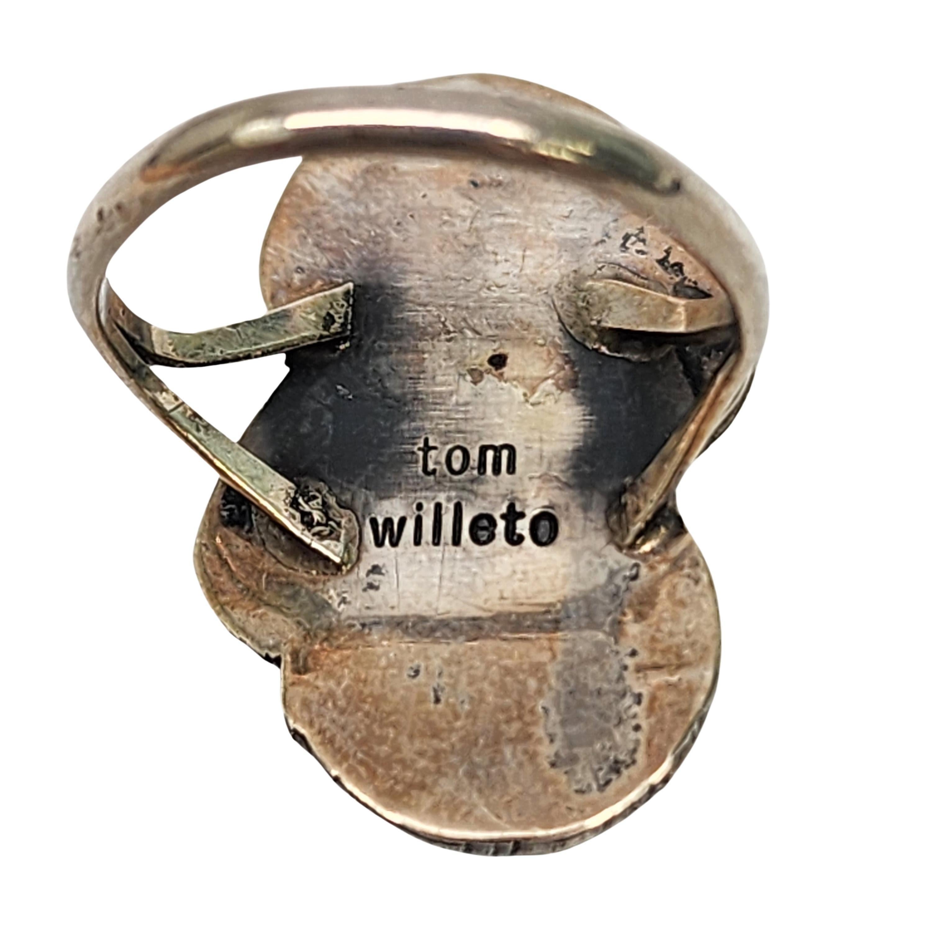 Tom Willetto, bague amérindienne en argent corail taille 4,5 n°16703 en vente 2