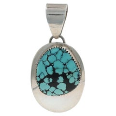 Ciondolo in argento con ragnatela di turchese dei nativi americani Tommie Charlie Navajo - 925