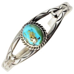 Native American Tony Guerro Sterling Silver Turquoise Bracelet