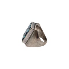 Native American Tsos Allen Brown Sterling Silver Inlay Ring Size 6 3/4 #19109