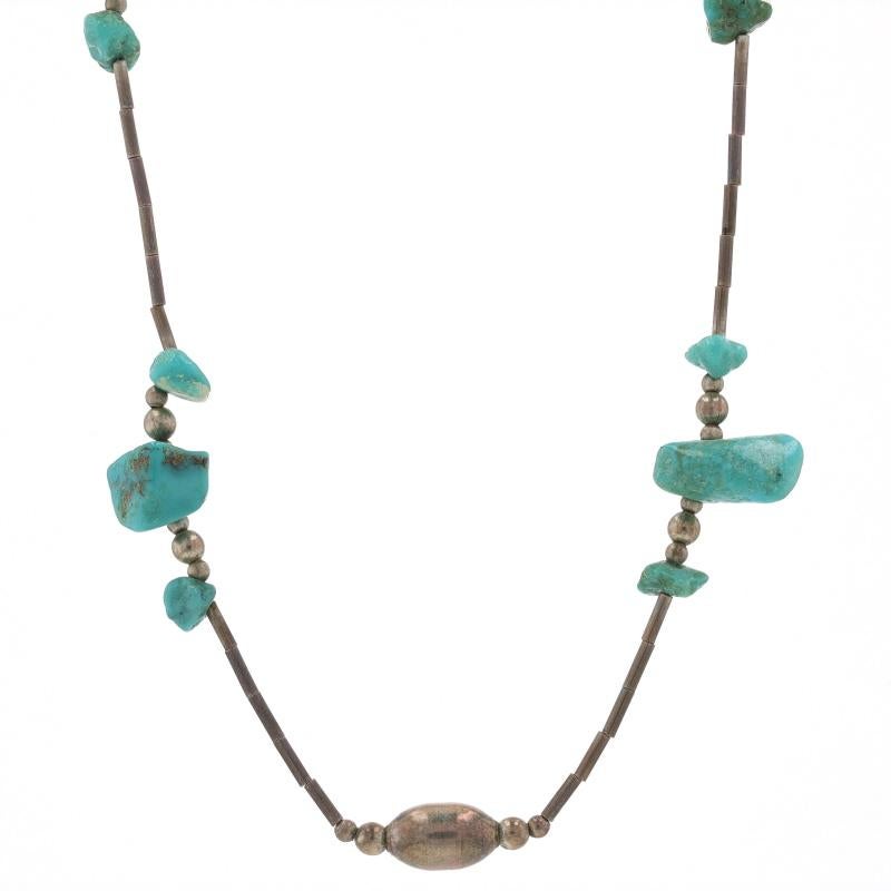 Native American Turquoise Beaded Station Necklace 17 1/4