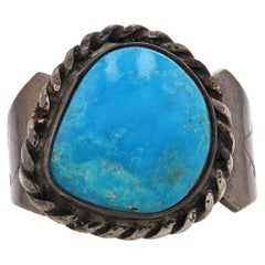 Native American Turquoise Cocktail Solitaire Ring - Sterling Silver 925