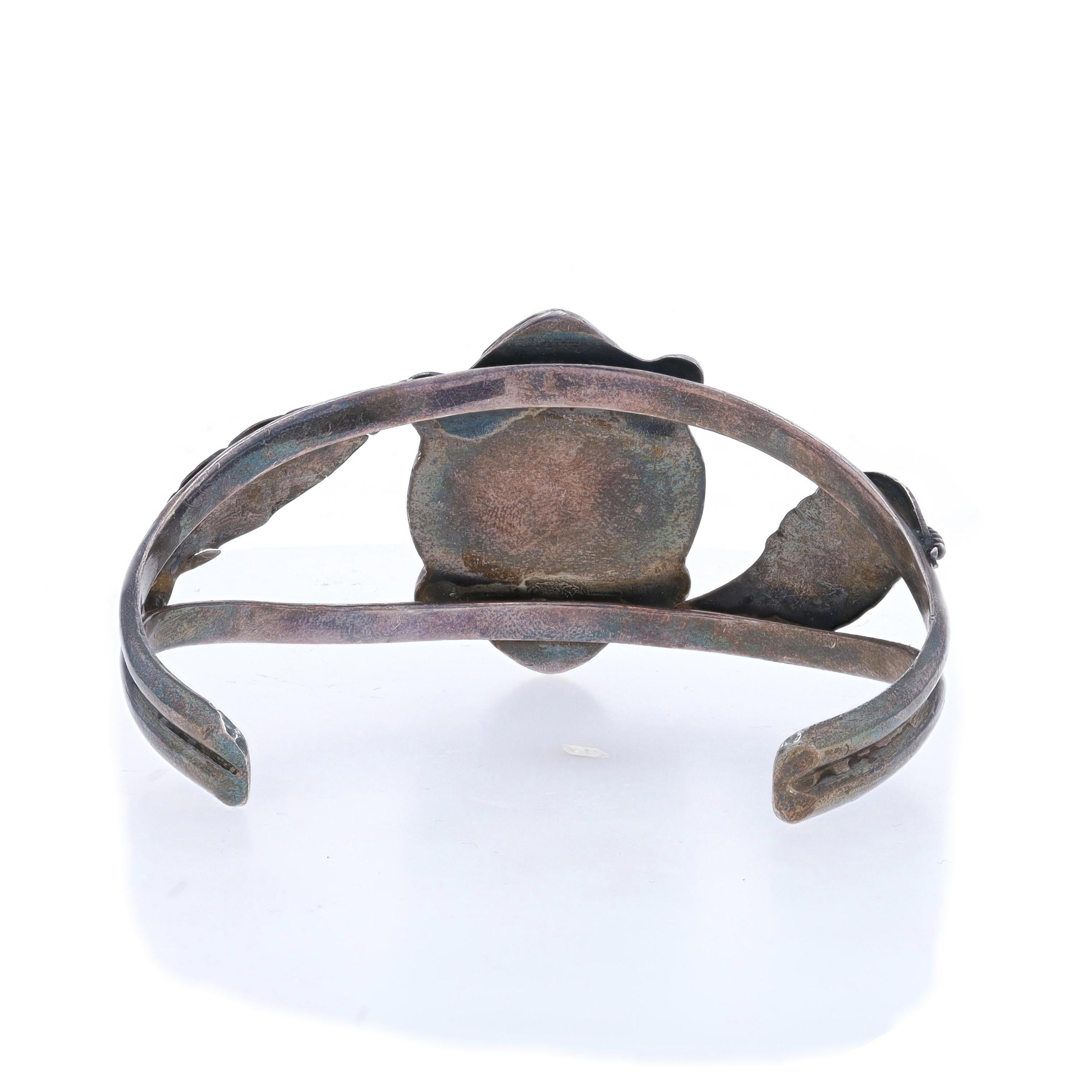 Bracciale con foglie di piume di turchese dei nativi americani 7 1/2