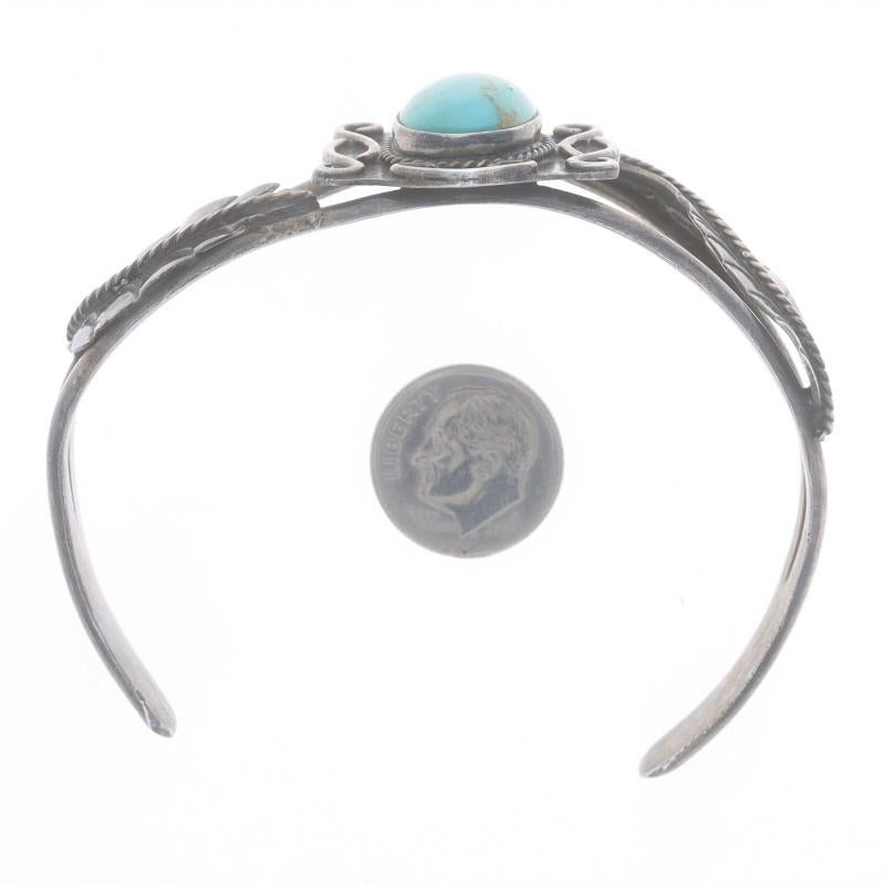 Donna Bracciale con foglie di piume di turchese dei nativi americani 7 1/2