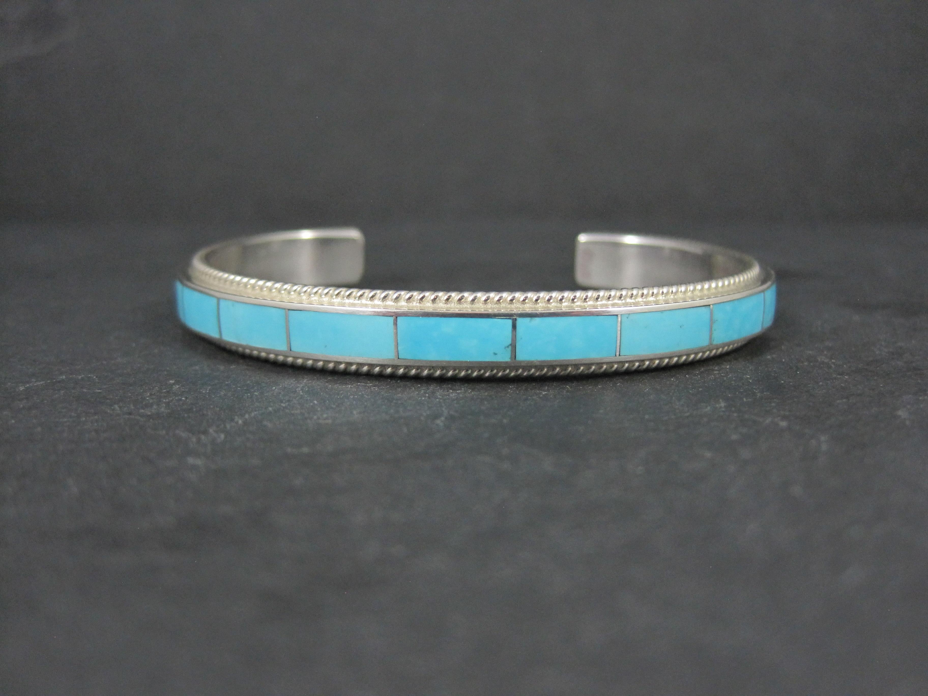 Native American Türkis Inlay Manschettenknopf Armband 6 Zoll Zuni (Indigene Kunst (Nord-/Südamerika)) im Angebot