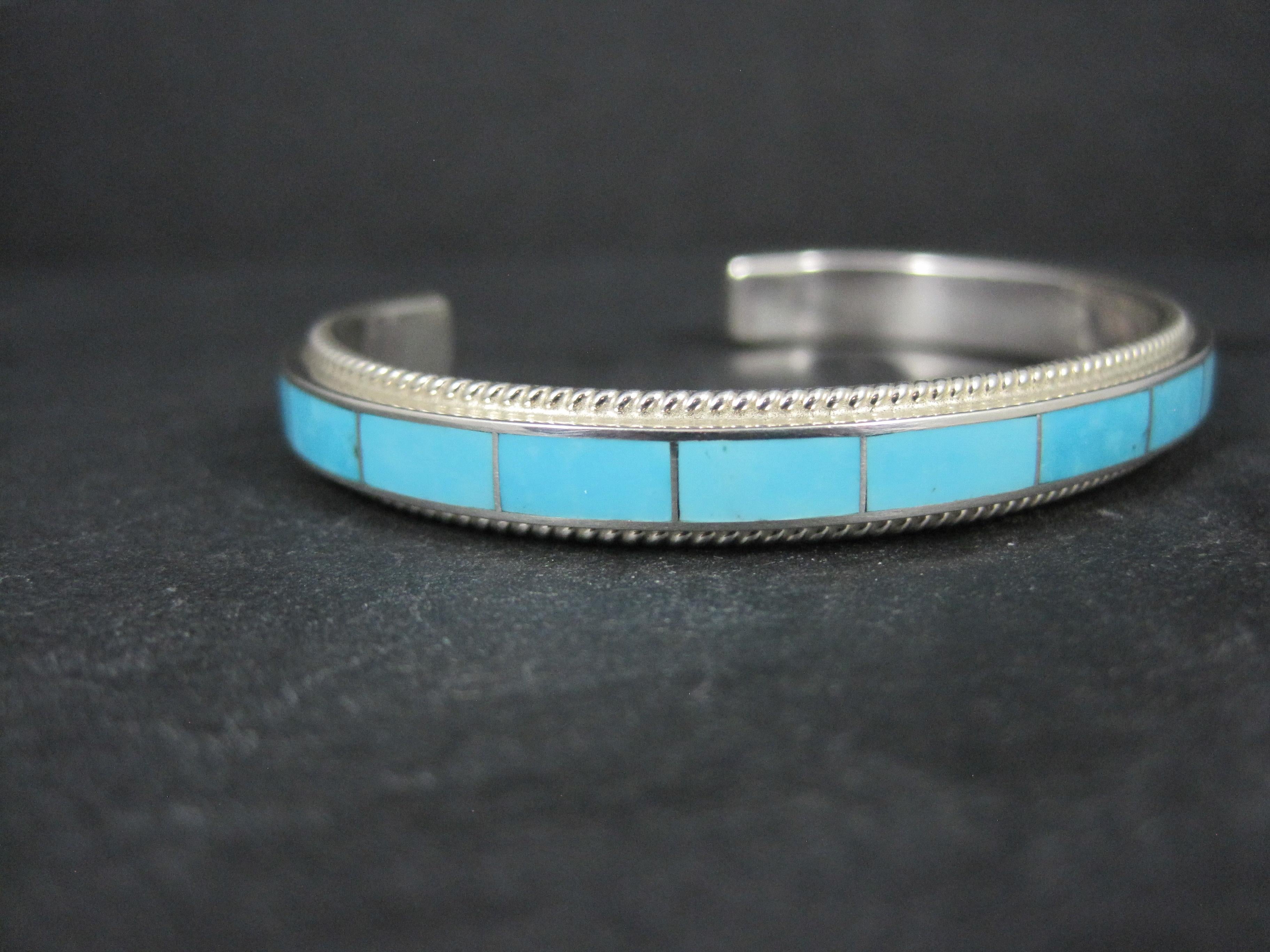 Native American Türkis Inlay Manschettenknopf Armband 6 Zoll Zuni im Zustand „Neu“ im Angebot in Webster, SD