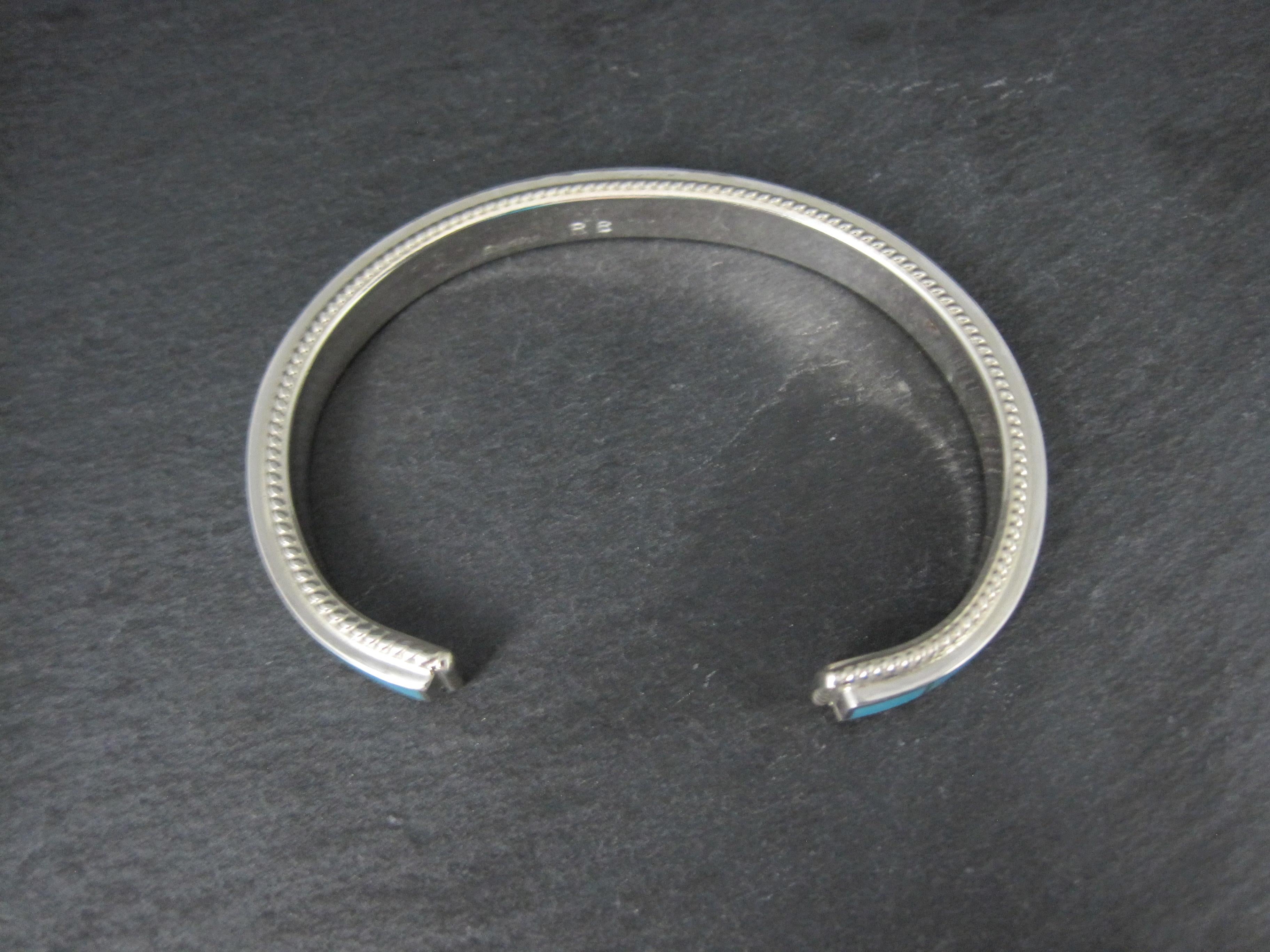 Native American Türkis Inlay Manschettenknopf Armband 6 Zoll Zuni im Angebot 3