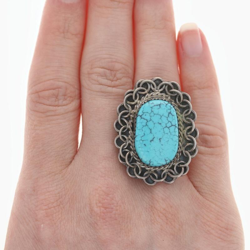 En vente :  Bague amérindienne en turquoise, argent sterling, pour femmes 2