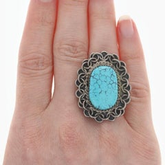 Native American Turquoise Ring, Sterling Silver Women's