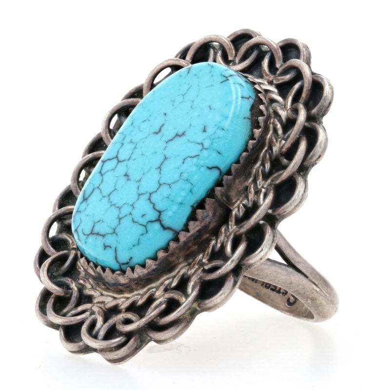 For Sale:  Native American Turquoise Ring, Sterling Silver Women's 3