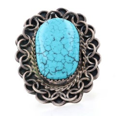 Native American Turquoise Ring, Sterling Silver Women's