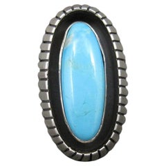 Native American Turquoise Shadowbox Ring Size 8
