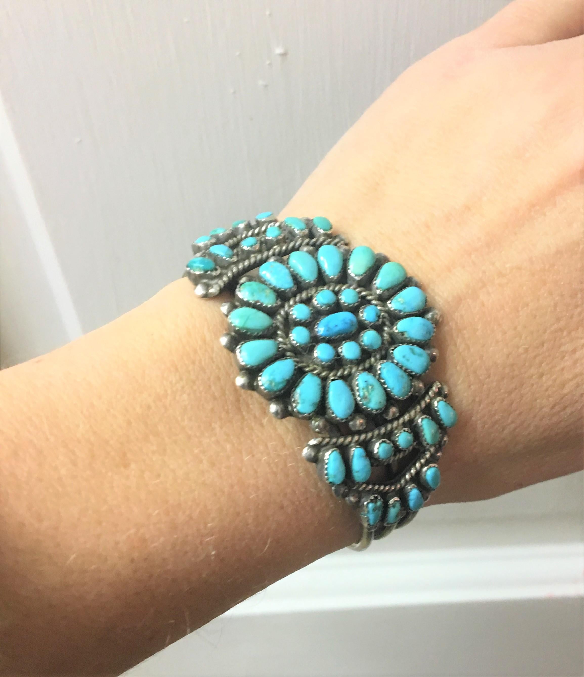 Native American Turquoise Silver Cuff Bracelet 3