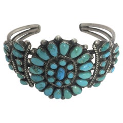 Native American Turquoise Silver Cuff Bracelet