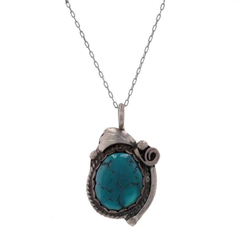 Native American (pendant)

Metal Content: Sterling Silver

Stone Information
Natural Turquoise
Treatment: Routinely Enhanced
Color: Bluish Green

Style: Solitaire
Chain Style: Cable
Necklace Style: Chain
Fastening Type: Spring Ring