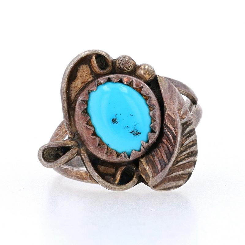 Size: 3

Native American

Metal Content: Sterling Silver

Stone Information

Natural Turquoise
Treatment: Routinely Enhanced
Color: Blue

Style: Solitaire
Theme: Feather
Features: Split Shoulders

Measurements

Face Height (north to south): 5/8