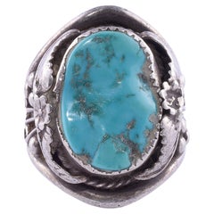 Native American Turquoise Sterling Silver Mens Ring