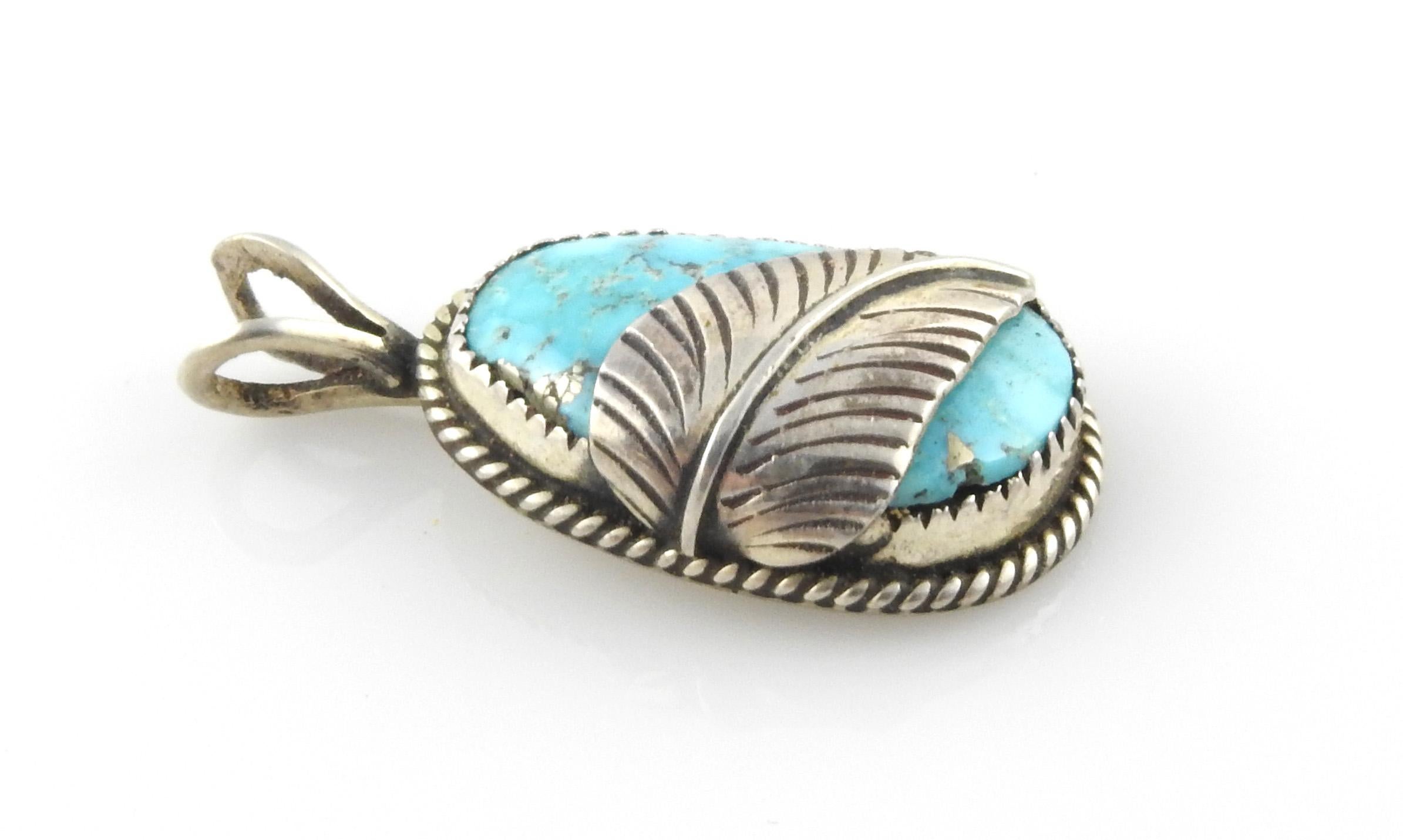Native American Turquoise Sterling Silver Pendant In Good Condition For Sale In Washington Depot, CT