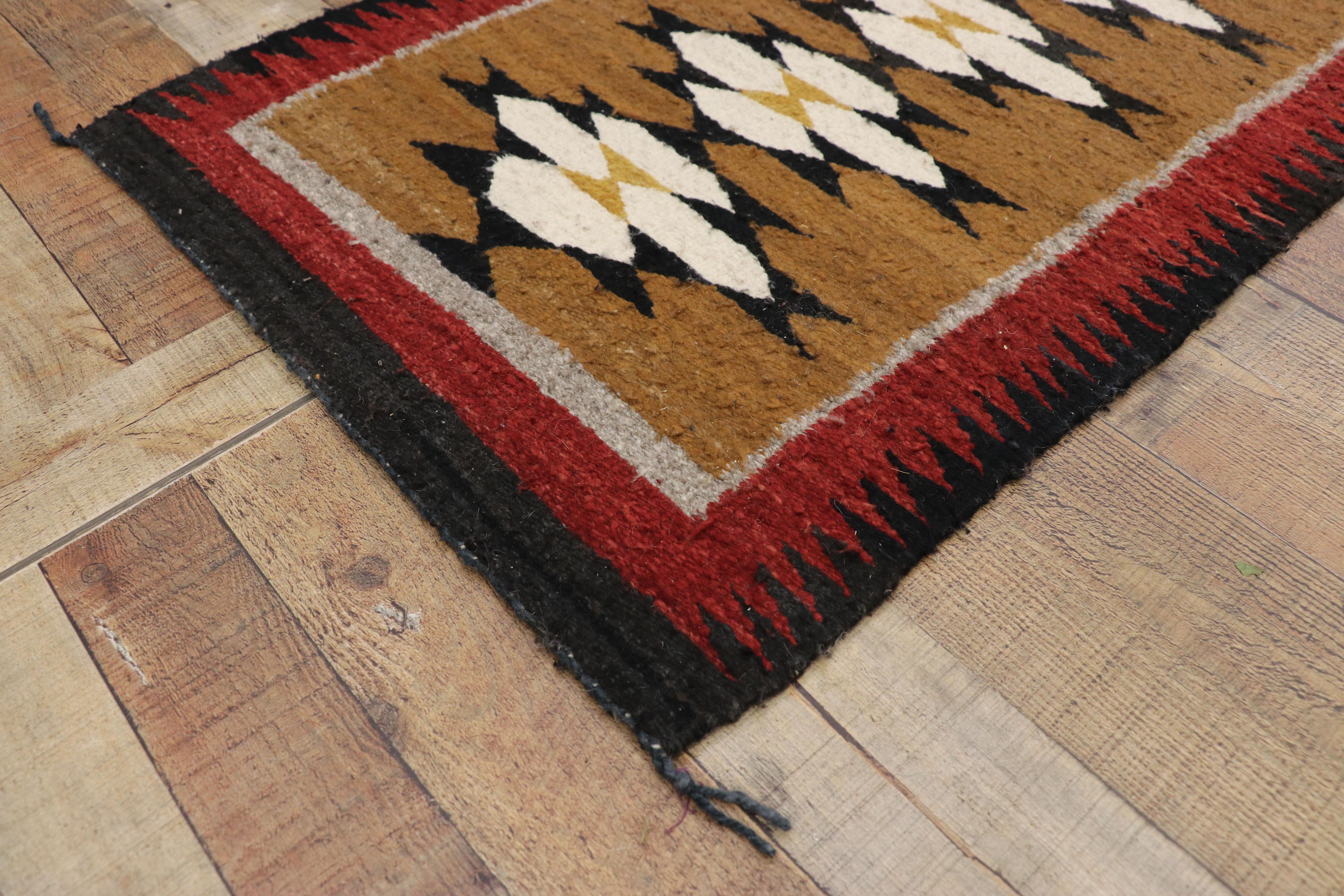 Wool Native American Vintage Indian Navajo Kilim Runner with Adirondack Lodge Style