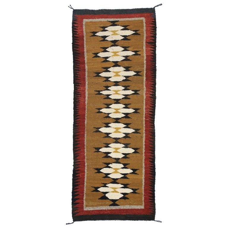 Native American Vintage Indian Navajo Kilim Runner with Adirondack