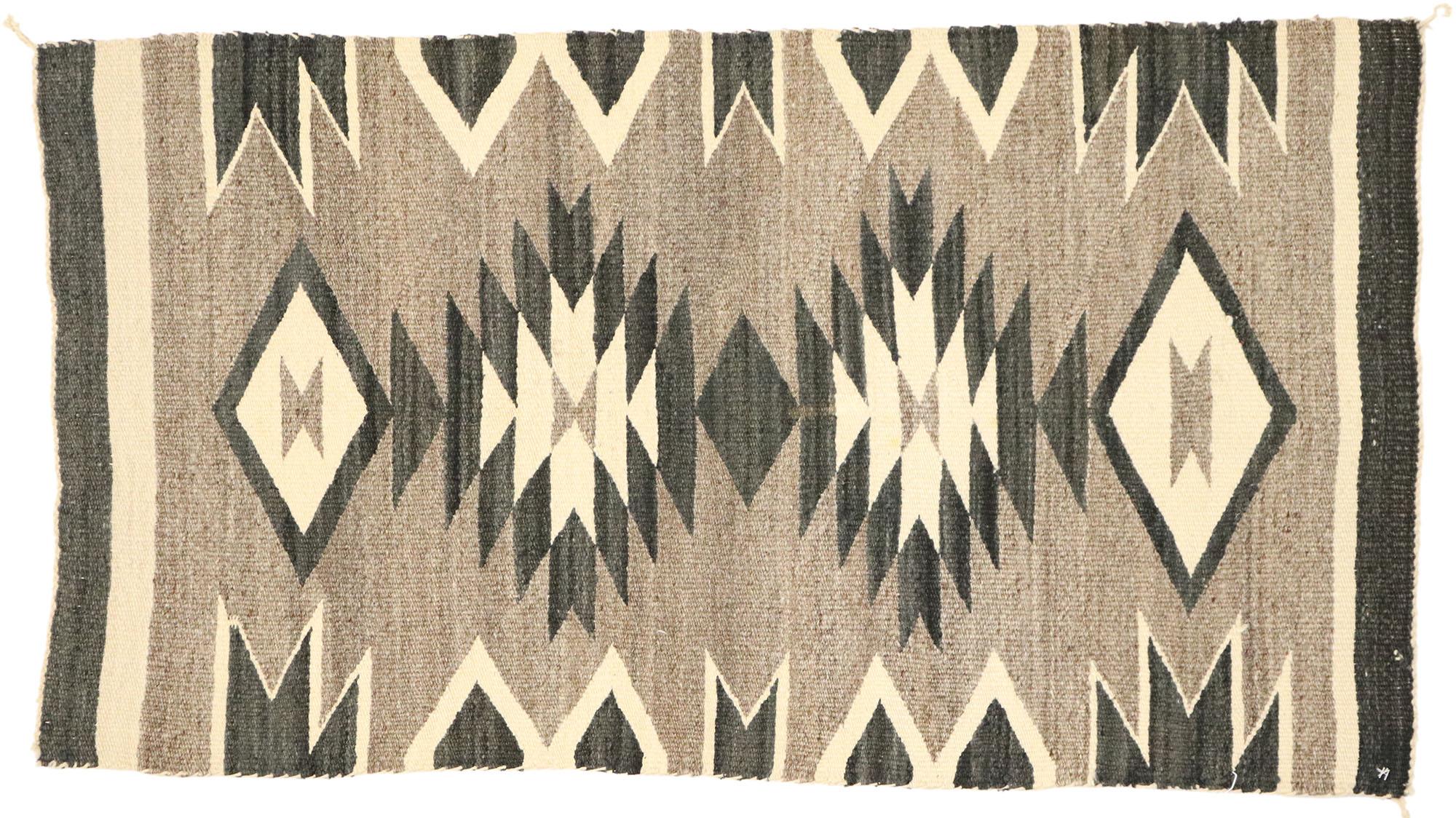 20th Century Native American Vintage Kilim Rug with with Navajo Two Grey Hills Style