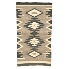 Native American Vintage Kilim Rug with with Navajo Two Grey Hills Style