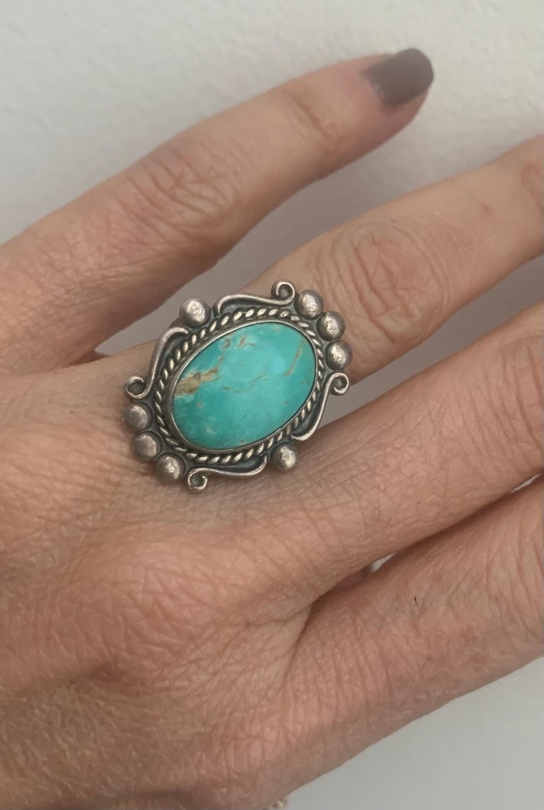 Native American Vintage Turquoise Ring, C.1960s For Sale 2