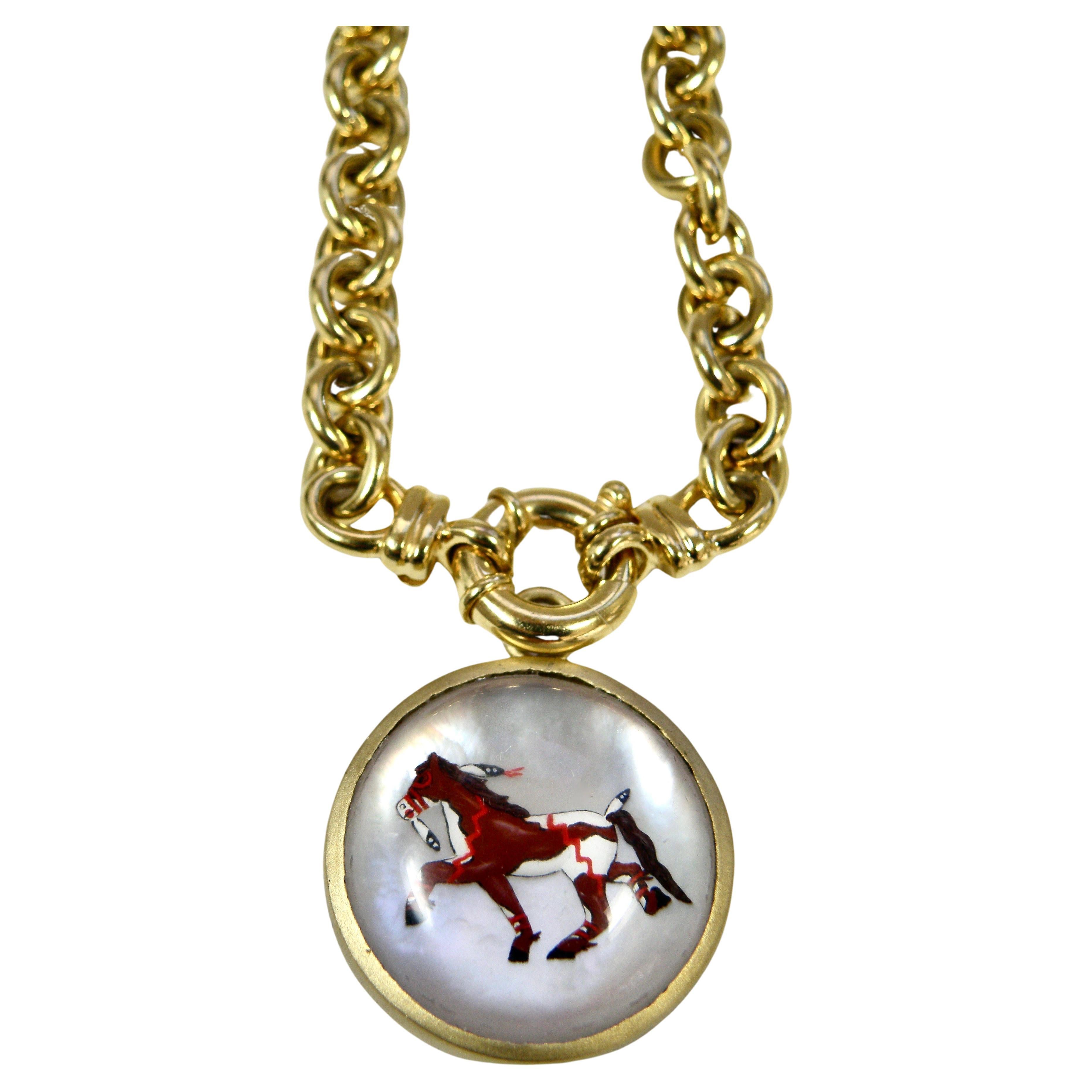 Native American War Pony Pendant For Sale
