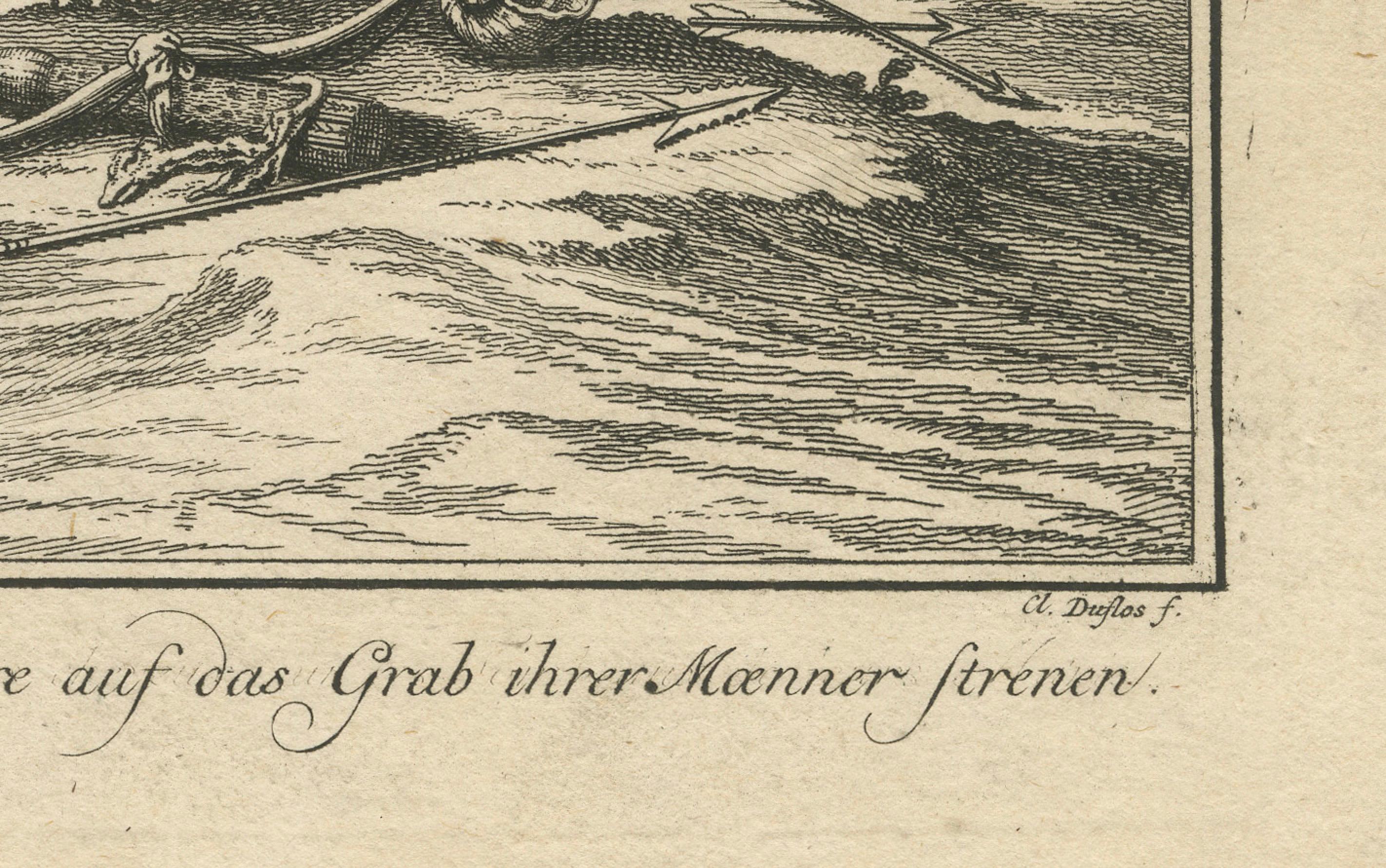 Paper Native American Widows from Florida Scattering Hair on Husbands' Graves, 1758 For Sale