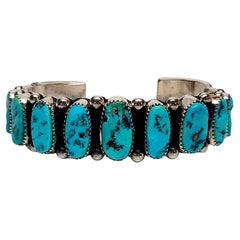 Native American Wilbur Musket Sleeping Beauty Turquoise Cuff Bracelet