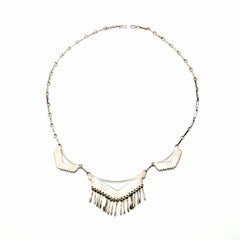 Native American Zuni MNU Sterling Silver Needlepoint Turquoise Necklace