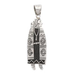 Pendentif réversible « Maiden » en argent sterling avec incrustation en mosaïque, de style amérindien Zuni