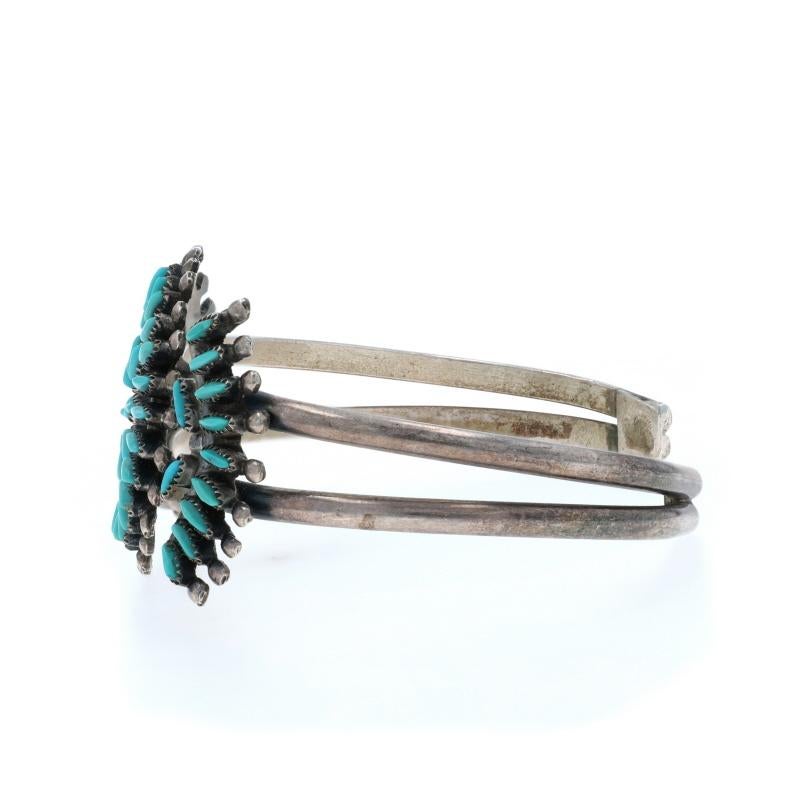 Bracciale a punta d'ago in turchese Zuni, nativi americani, 6 3/4