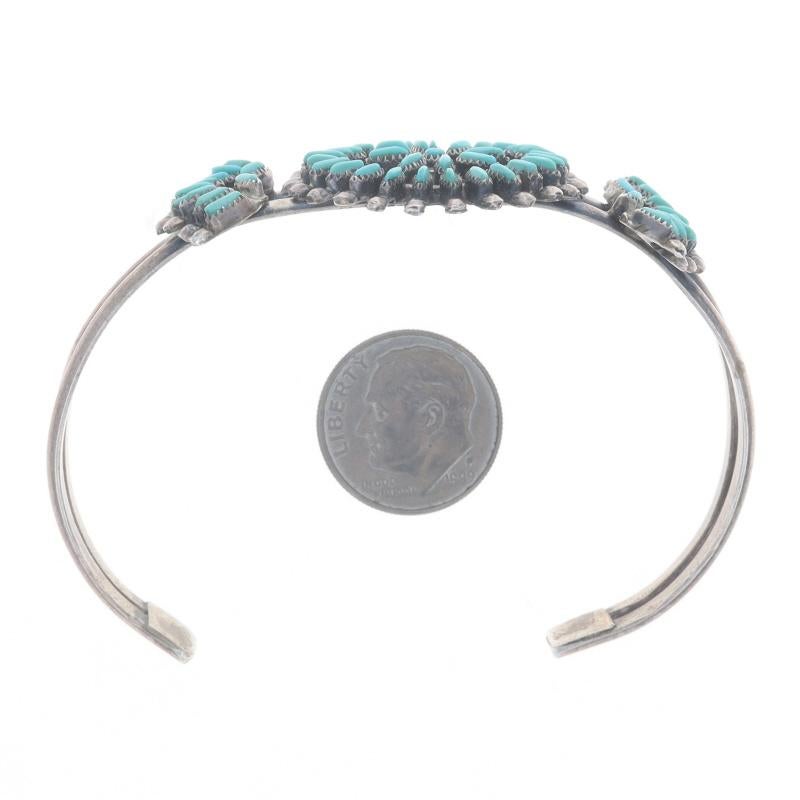 Bracciale a punta d'ago in turchese Zuni, nativi americani, 6 3/4