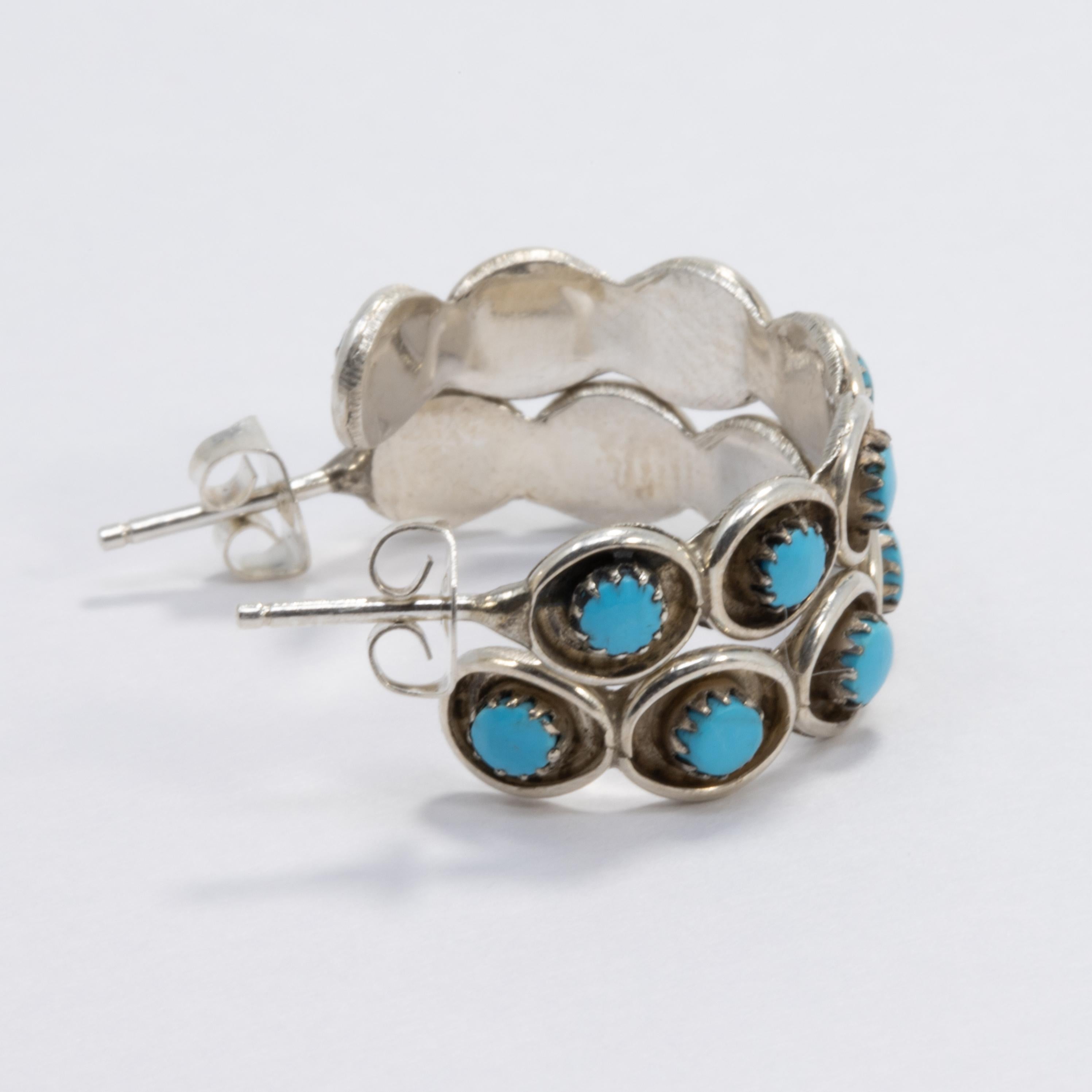 zuni turquoise hoop earrings