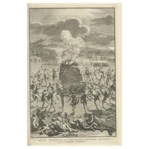 Native Americans dancing, offering to the Great Spirit, Gitche Manitou