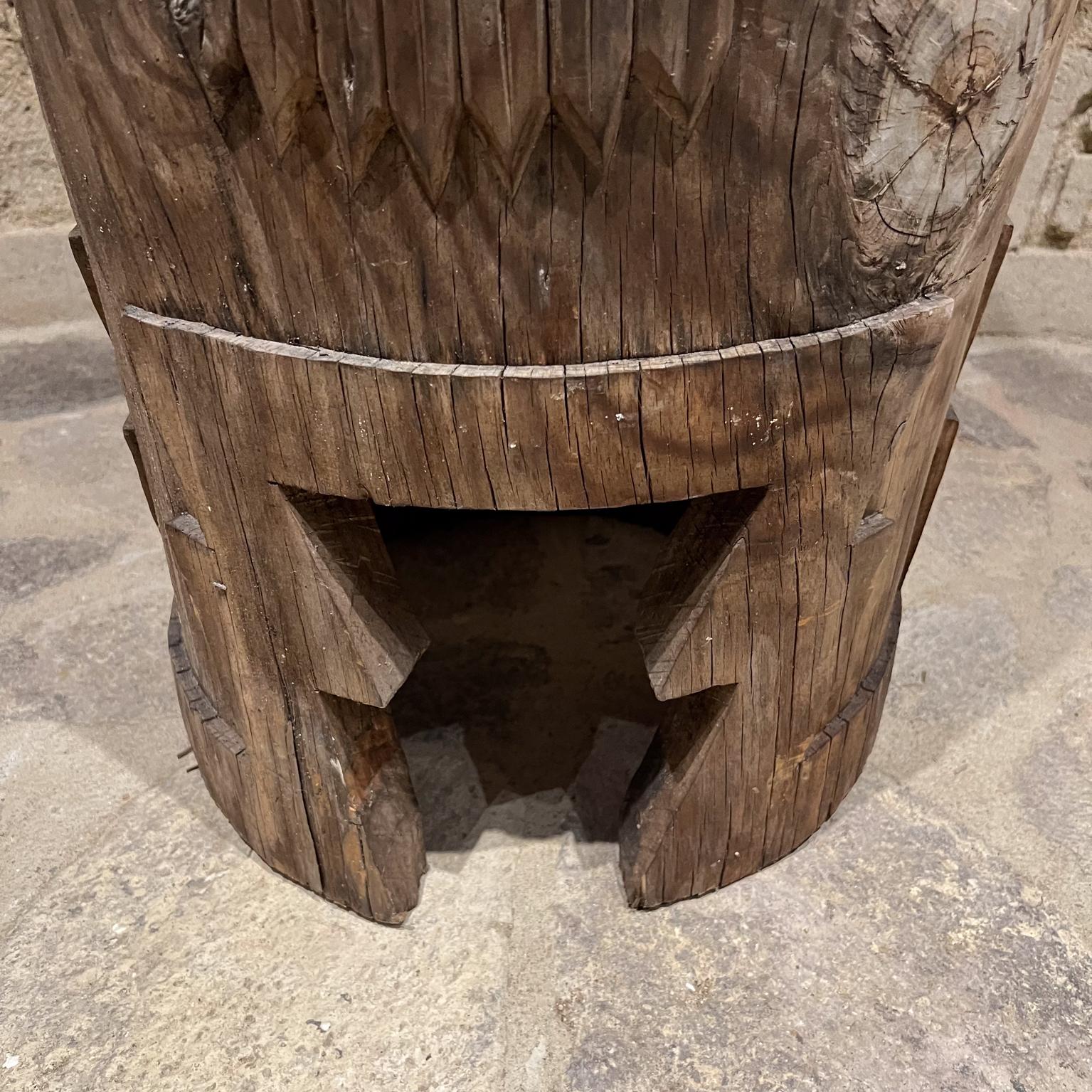 Native Aztec Music Dance Drum Carved Wood Pedestal Mexico 3