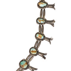 Native Cerillos Turquoise Squash Blossom Necklace
