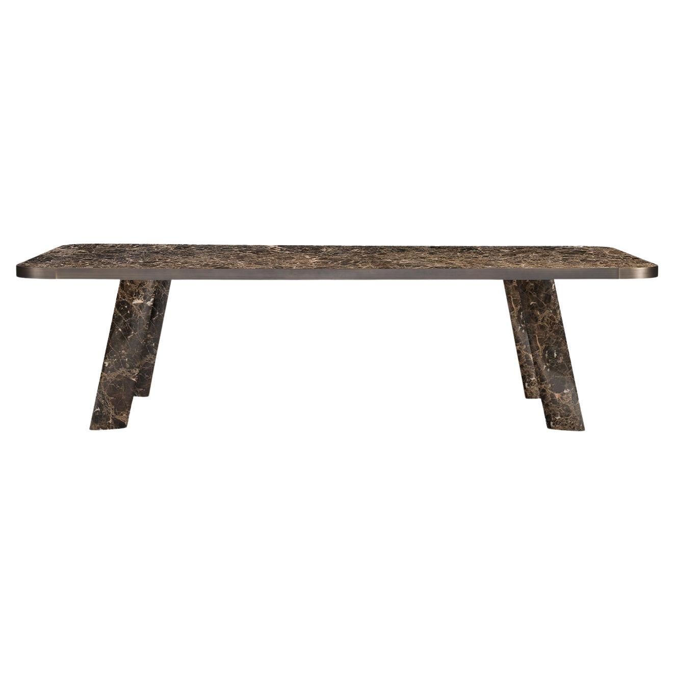 Native Dark Emperador Rectangular Dining Table by S. Giovannoni For Sale