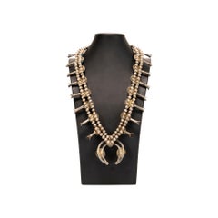 Native Kingman Turquoise and Sterling Silver Squash Blossom