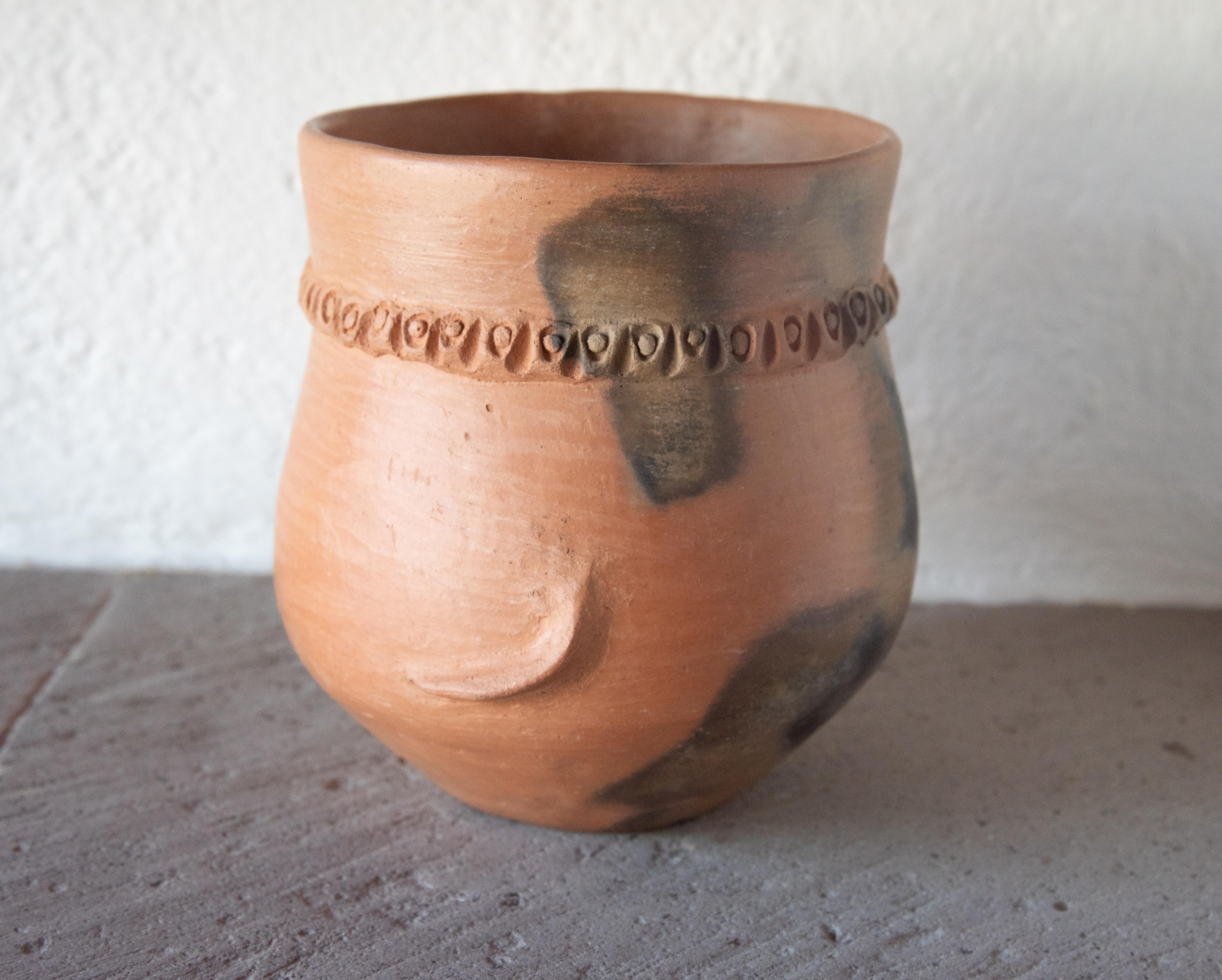 Native mexikanische Keramik Ton Topf Gefäß Oaxaca Terracota Volkskunst Maus Kopf Schwanz (Handgefertigt)