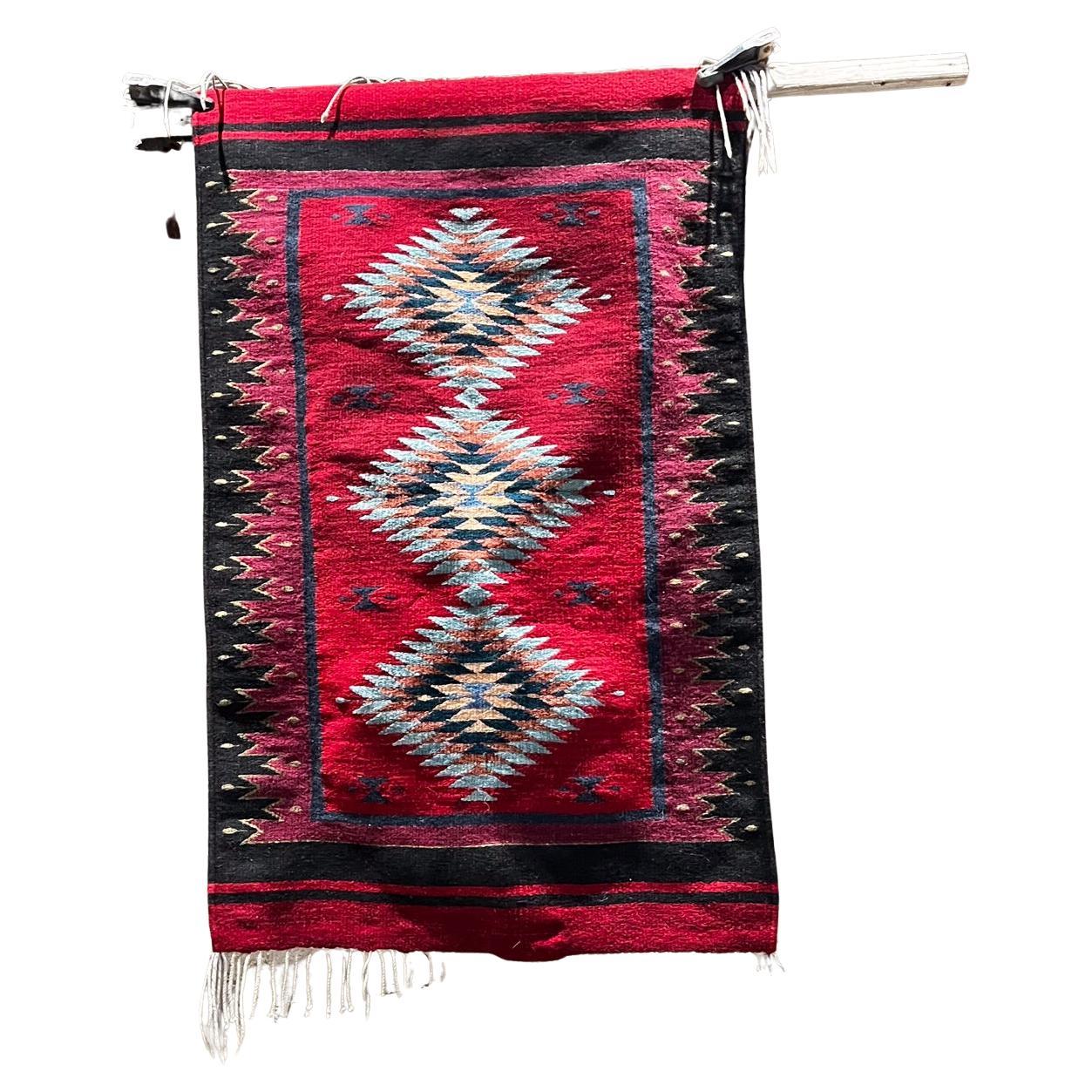 Native Navajo Style Wall Art Tapestry Colorful Black Pink Red