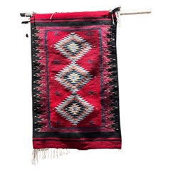 Wandteppich im Navajo-Stil, farbenfroh, schwarz, rosa und rot