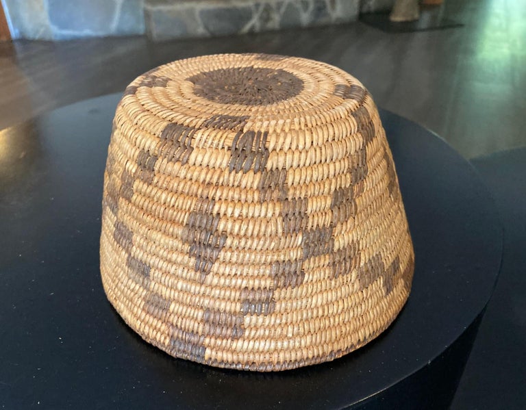 Ancien Panier Amérindien Pima - Motif Géométrique Tissé - Circa 1900 - Pièce De Collection