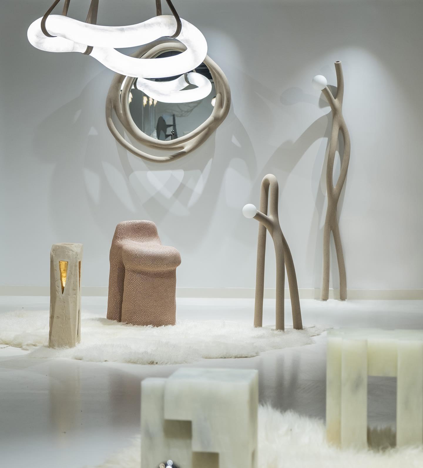 Native Object 06 Lampe murale double en sable et nylon par Hot Wire Extensions en vente 2