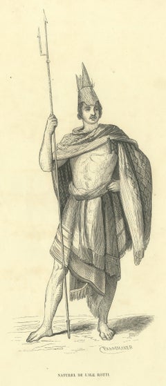 Originario dell’isola di Rotti, stampa di un costume tradizionale di Wahlen, 1843-1844