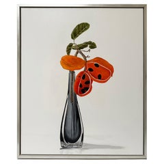 Native Pfirsichblume #1 in Vase, Ölgemälde 2024 von Tarn McLean 
